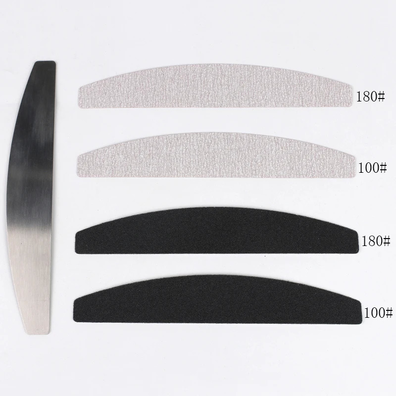 10pcs BlackGrey Removable SandPaper Nail File With Stainless Steel Handle Metal Replacement Nail Buffer 100180 For Manicure 240713
