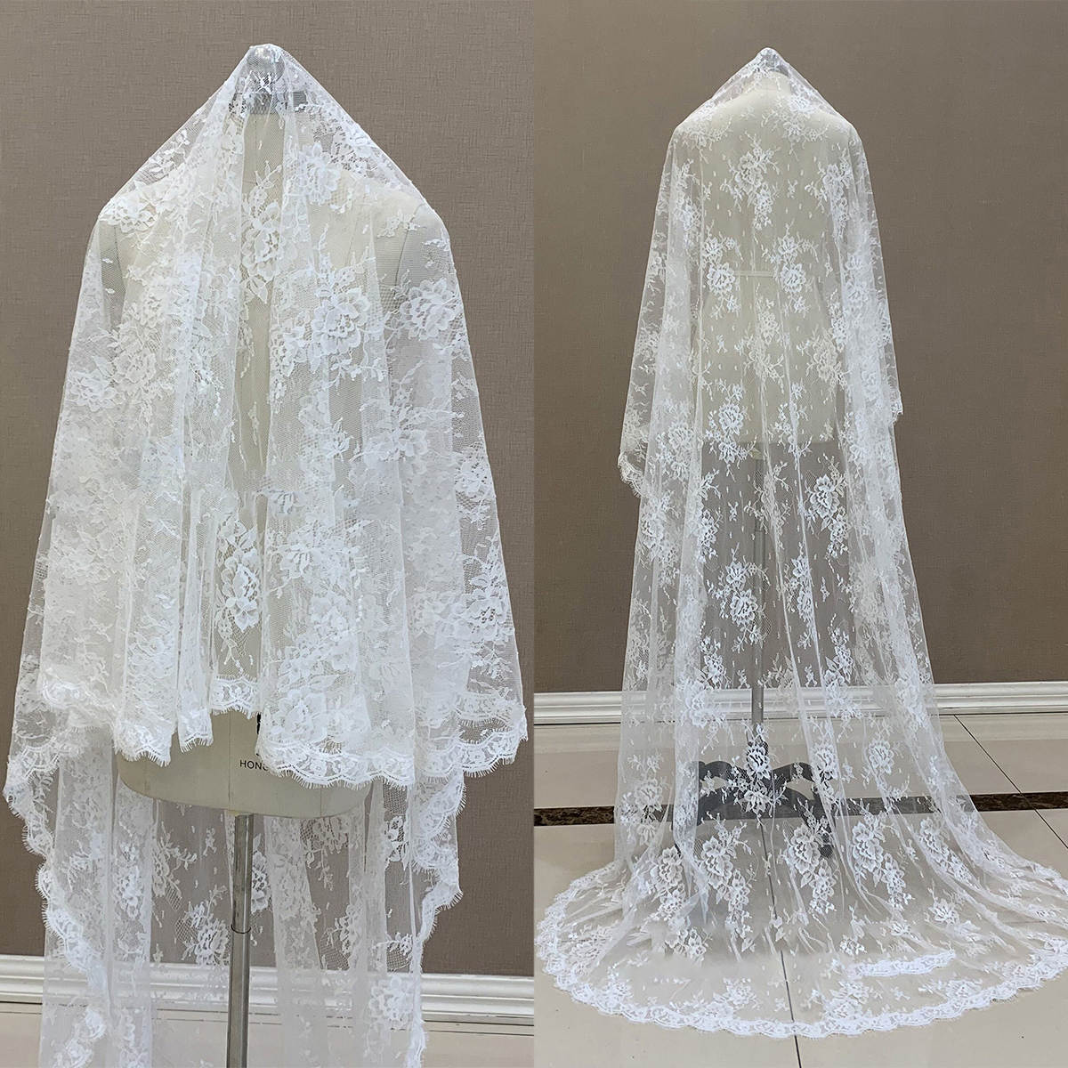 Elegant 2m Bridal Veils Chapel Length Wedding Dresses For Women Lace Veil Ivory Voile Bride Sexy Accessories Vestido De Noiva