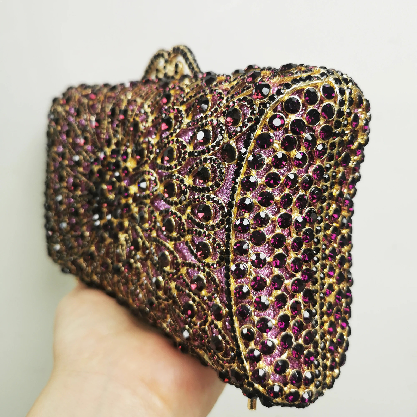 Wedding Bridal Hollow Stone Gala Party Handbag Woman Colorful Diamond Purse Crystal Evening Bag Banquet Birthday Dinner Clutches 240722