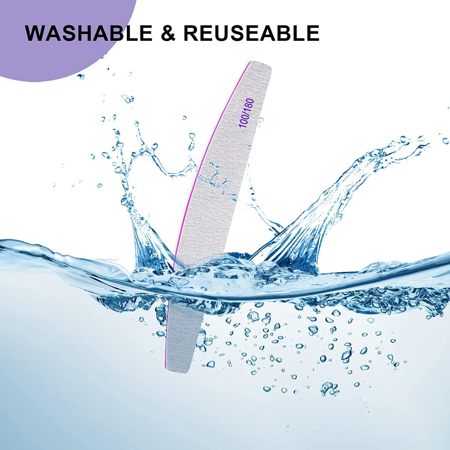 2 PCS Nail File Professional Nail Files Reusable Double Sided Emery Board100180 Grit Nail Styling Tools for Home and Salon 240713
