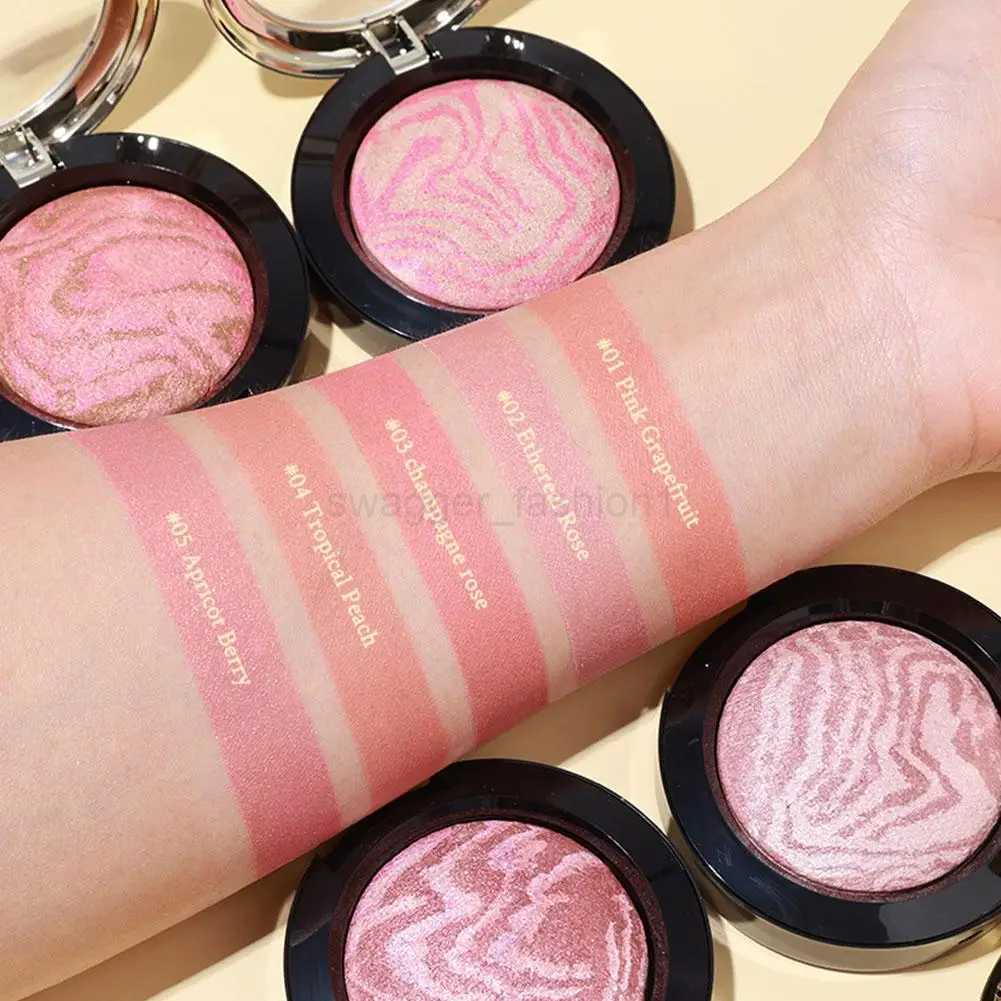 Natural Lighting Glow Baked Blush Long-lasting Baked Powder Lightweight Shimmer Blusher Brighten Glow Marbleized Blush PaletteB240722