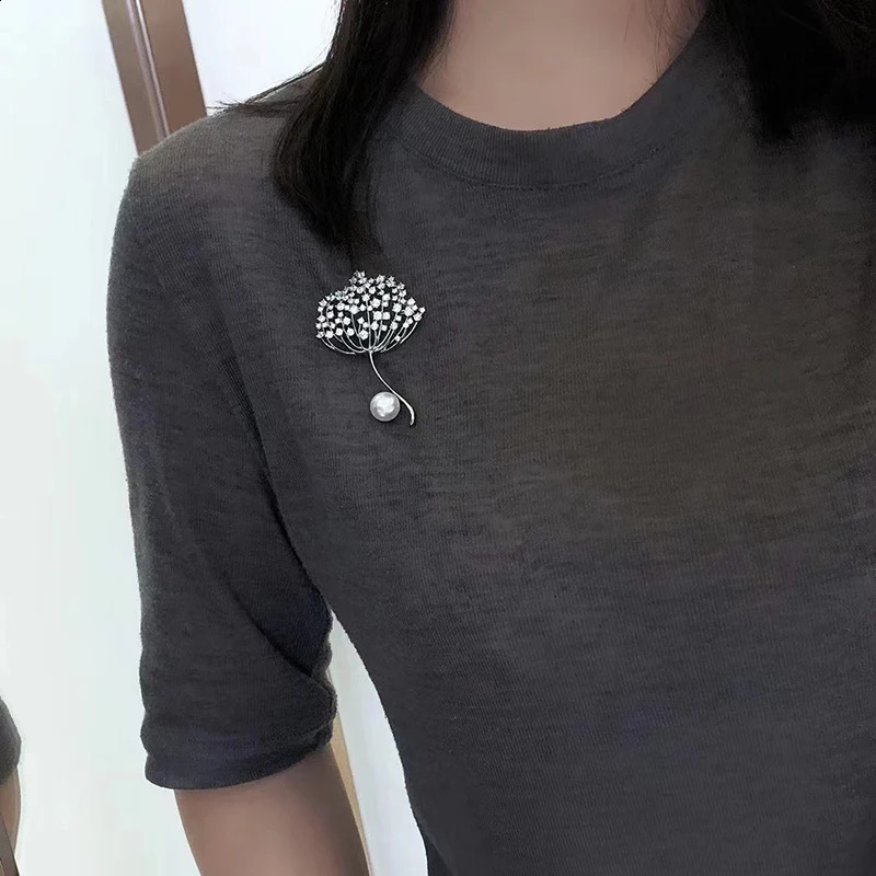 MeibaPJ Natural Pearl Dandelion Corsage Brooch Fashion Sweater Jewelry for Women Empty Tray 240713