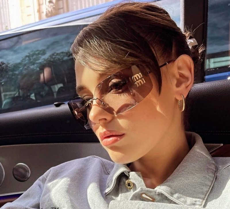 Sunglasses Designer Sunglases M Y2K Sweet Cool Spice Girl Metal rimless sunglasses Female personality sunglasses Concave shape glasses H241105