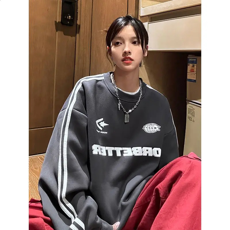 Sportswear Mens Cotton Machine Car Womens Spring and Autumn Loose Round Neck Long Sleeve Alphabet Casual Top 240718