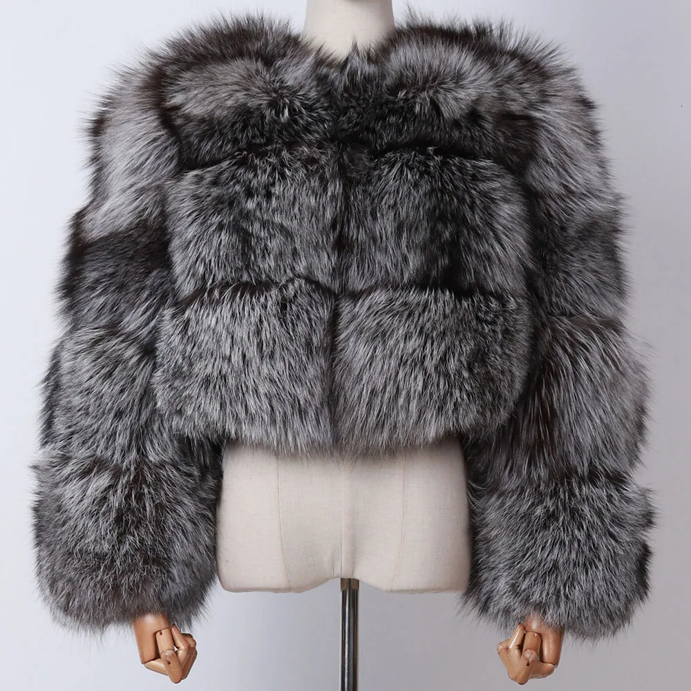 YOLOAgain Plus Size 8XL Women Winter Coats Natural Fox Fur Jacket Ladies Cropped Fur Jacket Outerwear 240716