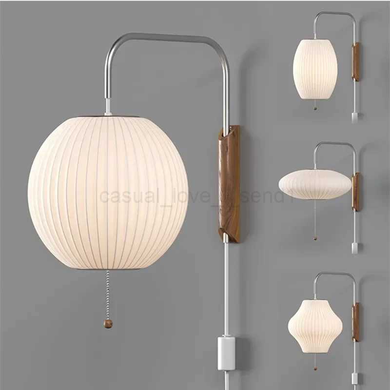 Woven Silk Nelson Wall Lamp Design Japandi Lighting Hand Light for Living Room Decorative Wall Sconces Bedroom Bedside LightCL240722