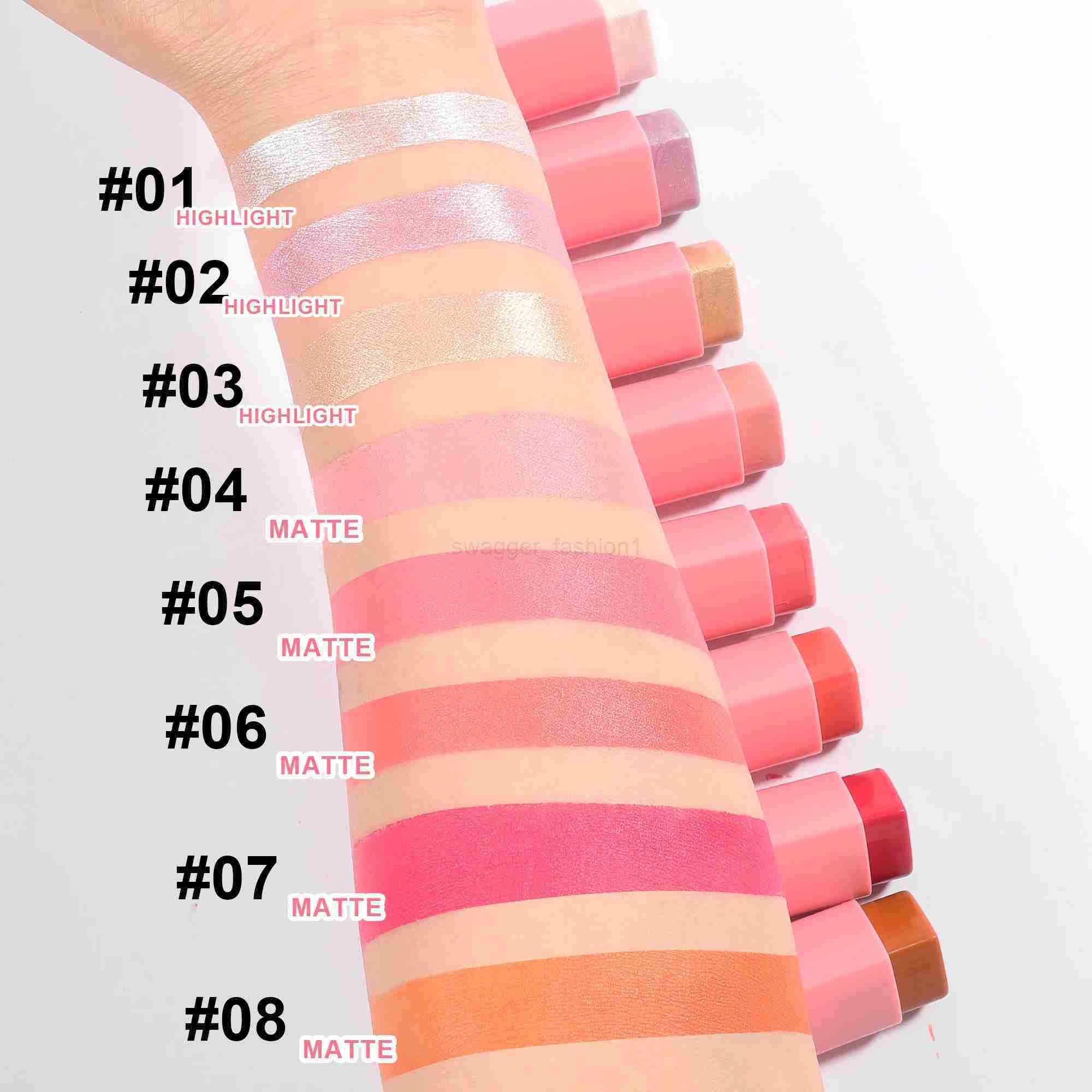 HANDAIYAN Heart Shaped Blush Stick Contour Highlighter Pearlescent Face Brightening Womens Cosmetics High Pigment Long-lastingB240722