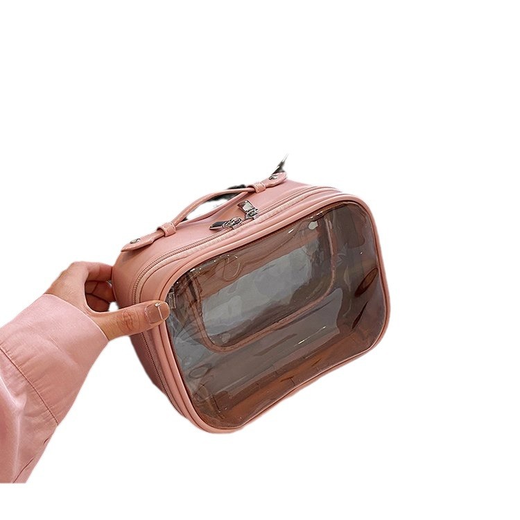 Designer tote bag Transparent waterproof cosmetic bag portable ins wind senior sense of the new double toiletries storage travel large capacity