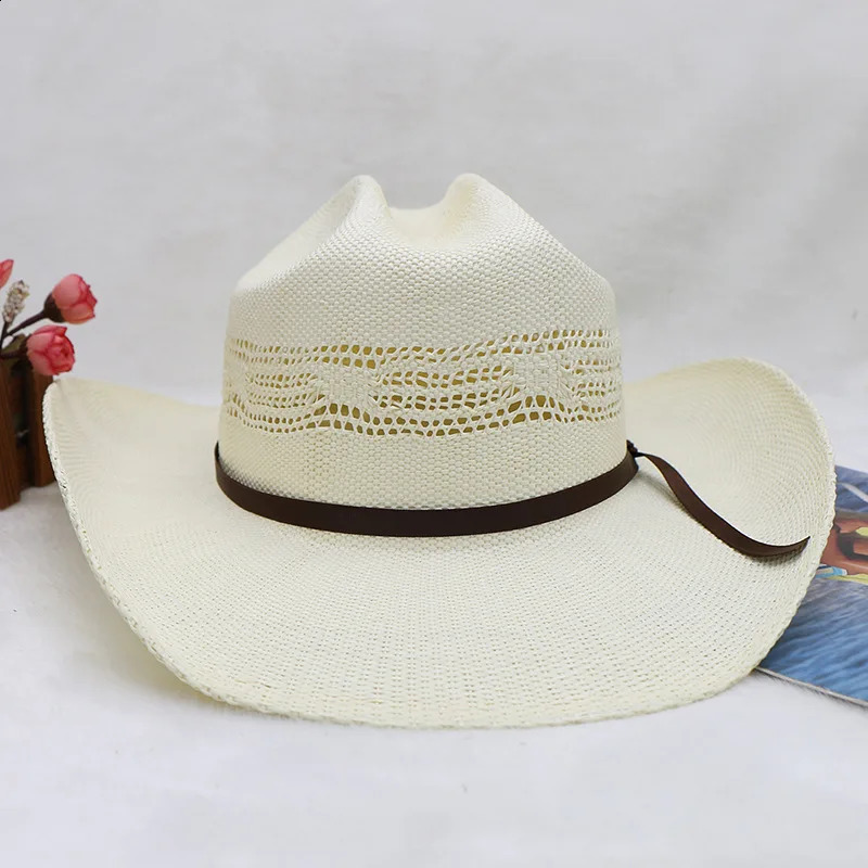 2024 Cowboy Straw Hat Stiff Version Woven Western Cowboy Hat Jazz Hat Rolled Brim Summer Sun Shade sombrero hombre 240717