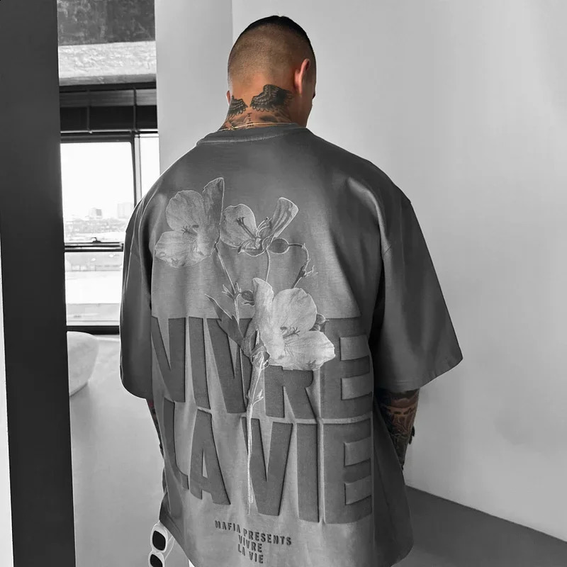 Summer Stylish Mens Oversize T Shirts Vintage O Neck Short Sleeve Loose Tops For Men Hip Hop Florals Printing Tshirt Male 240715