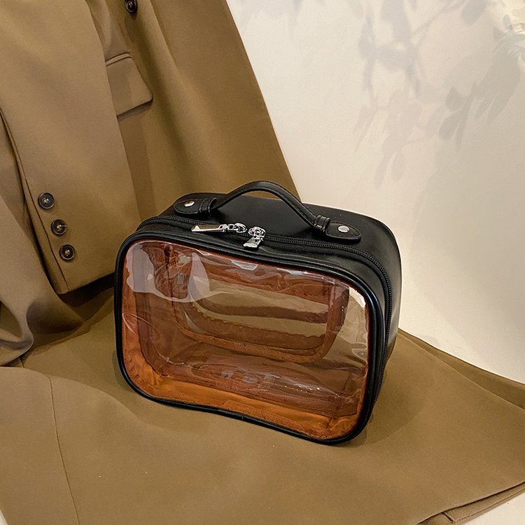 Designer tote bag Transparent waterproof cosmetic bag portable ins wind senior sense of the new double toiletries storage travel large capacity