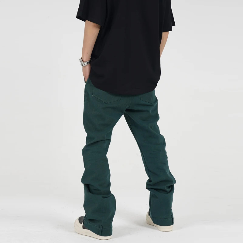 Mens Personality Micro-flared Overalls High Street Tid Fashion Casual Wide Leg Trousers Men Solid Color Slim Flare Pant 240701