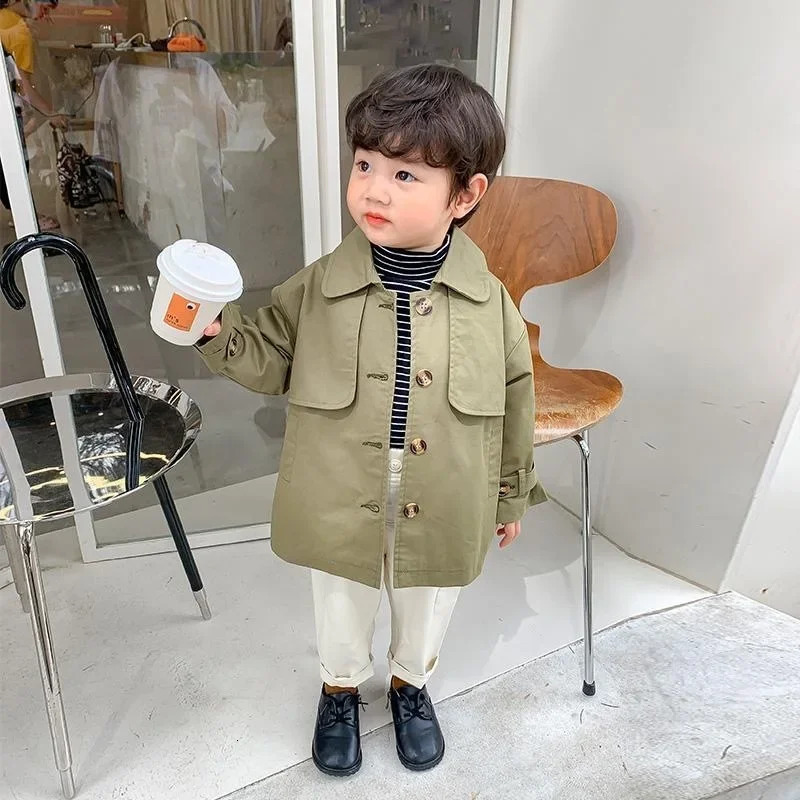 Fashion Baby Girl Boy Trench Cotton Infant Toddler Kid Windbreak Jacket Autumn Spring Child Dust Coat Baby Outwear Clothes 1-7Y 240711