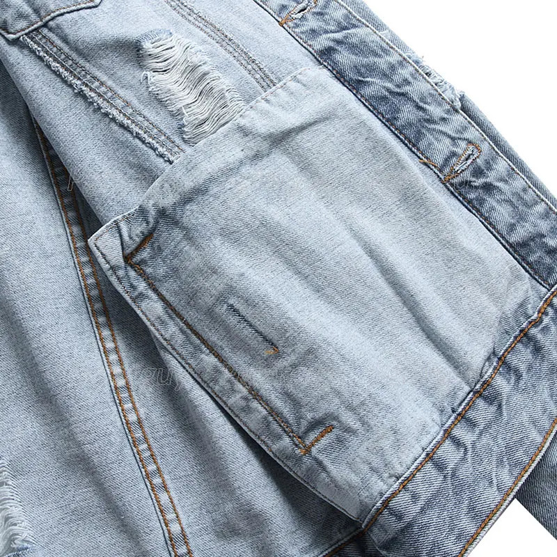 Simple Casual Men 2 Piece Sets Ripped Hole Slim-fit Long Sleeve Denim Jacket Matching Jeans Light Blue Spring Summer Ropa Hombre 240715