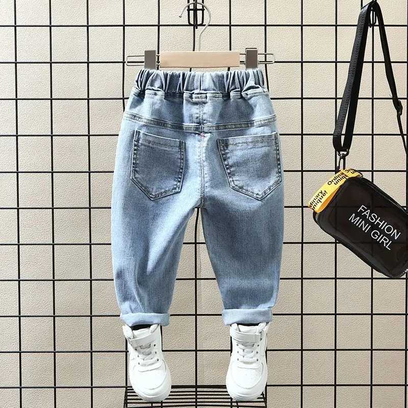 Jeans Childrens Spring and Autumn Pants Boys Elastic Jeans 2023 New Kids Baby Loose Fashion Trousers 2 4 6 7Y