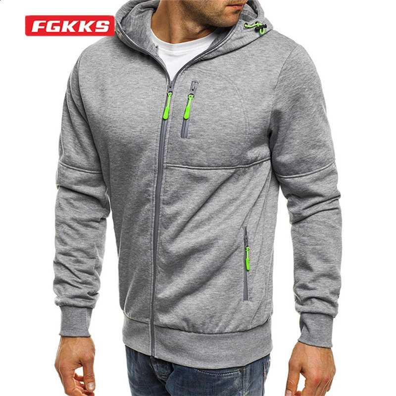 FGKKS Mens Hoodie Coat Zipper Fashion Casual Sportswear w240822