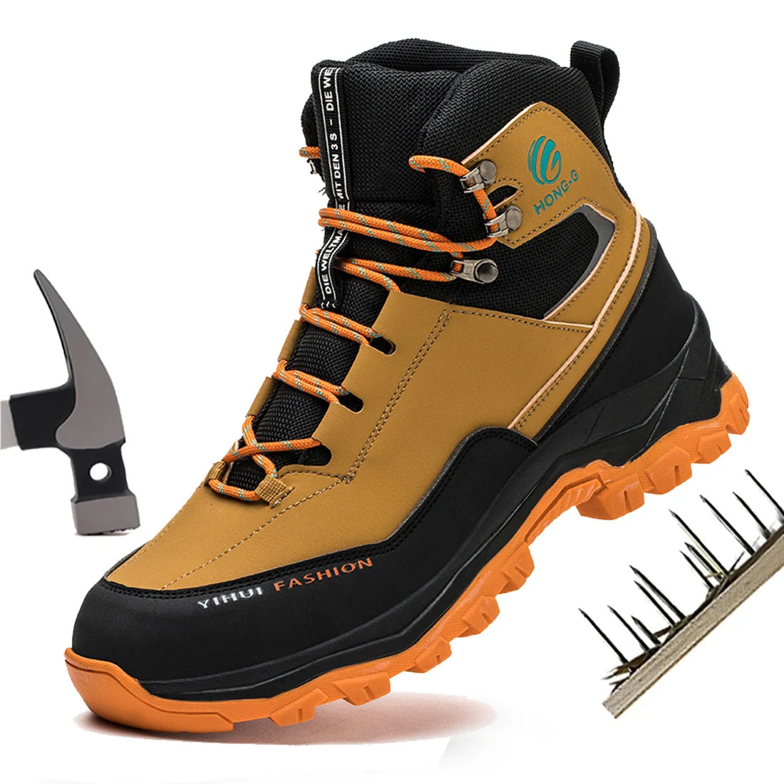 High Top Work Safety Shoes Men Safety Boots Anti-smash Anti-stab Work Shoes Sneakers Steel Toe Shoes Male Work Boot Indestructib 240718