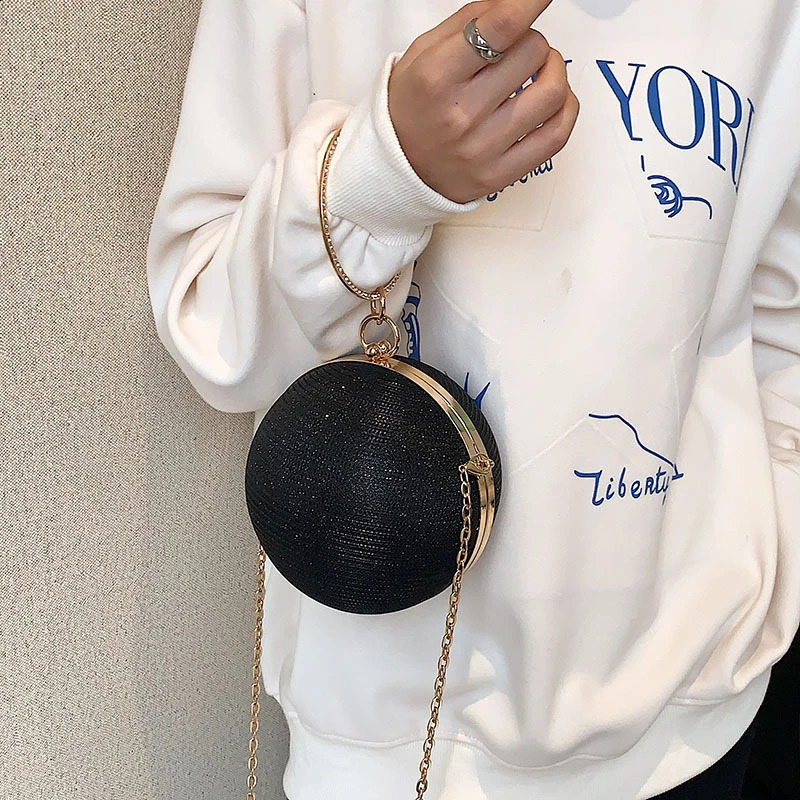 Circular Ring Portable Evening Bags Metal Round Ball Handbags For Lipstick Elegant Clutch Purse Wedding Wallets Crossbody Bag 240722