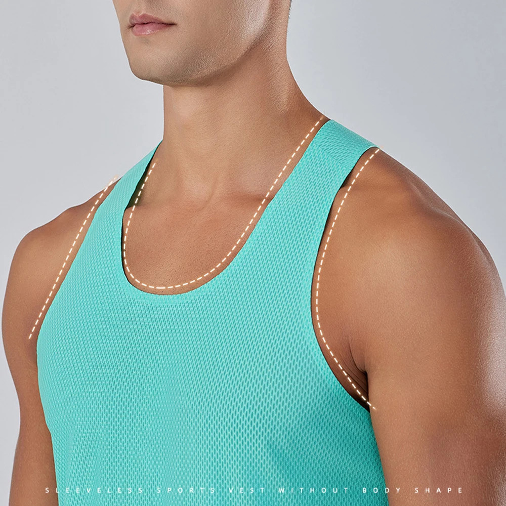 Mens Running Tank Top Gym Singlet Quick Dry Sleeveless Sport Tank Tops Bodybuilding Shirt Athletics Workout Vest Marathon Tops 240715