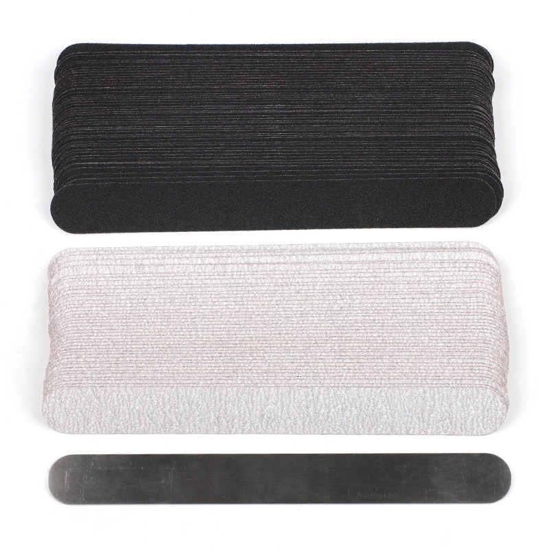 Straight Replacement Nail File 100180240 10pcs GreyBlack Removable SandPaper With Stainless Steel Handle Metal Sanding Files 240713