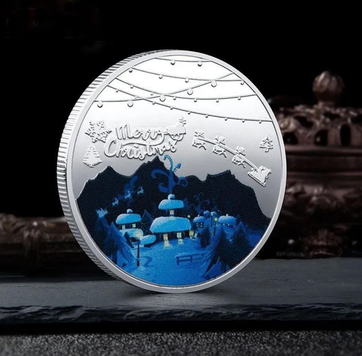 Crafts Christmas Commemorative Coin Party Favors Personality Cartoon Santa Claus Medal Collection Craft Gift MM