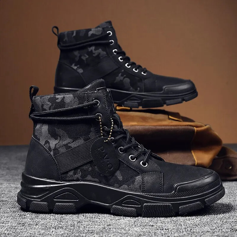 Mens Shoes Camo Martin Boots AutumnWinter Work Wear Casual Short 240718