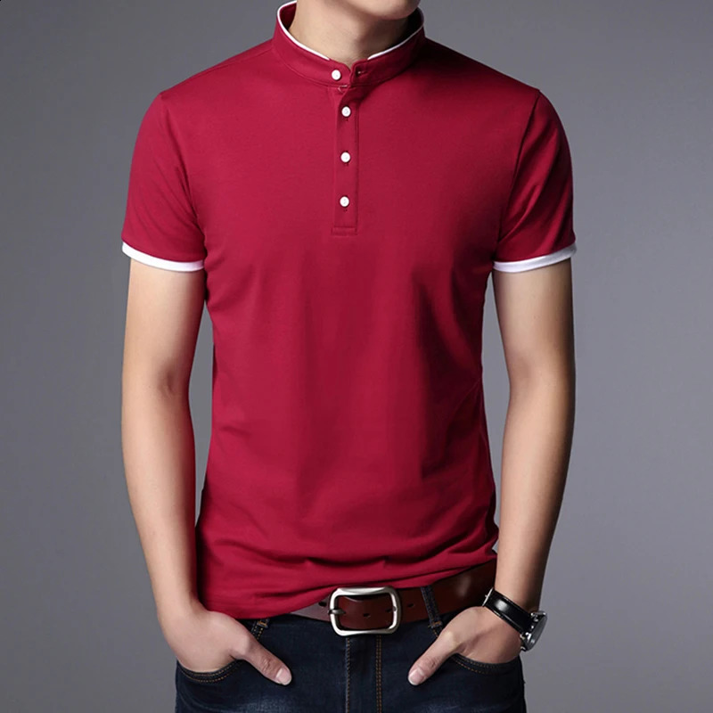 Mens Business Casual Polo Short Sleeve T-shirt Summer Comfortable and Breathable Solid Cotton Top 240816
