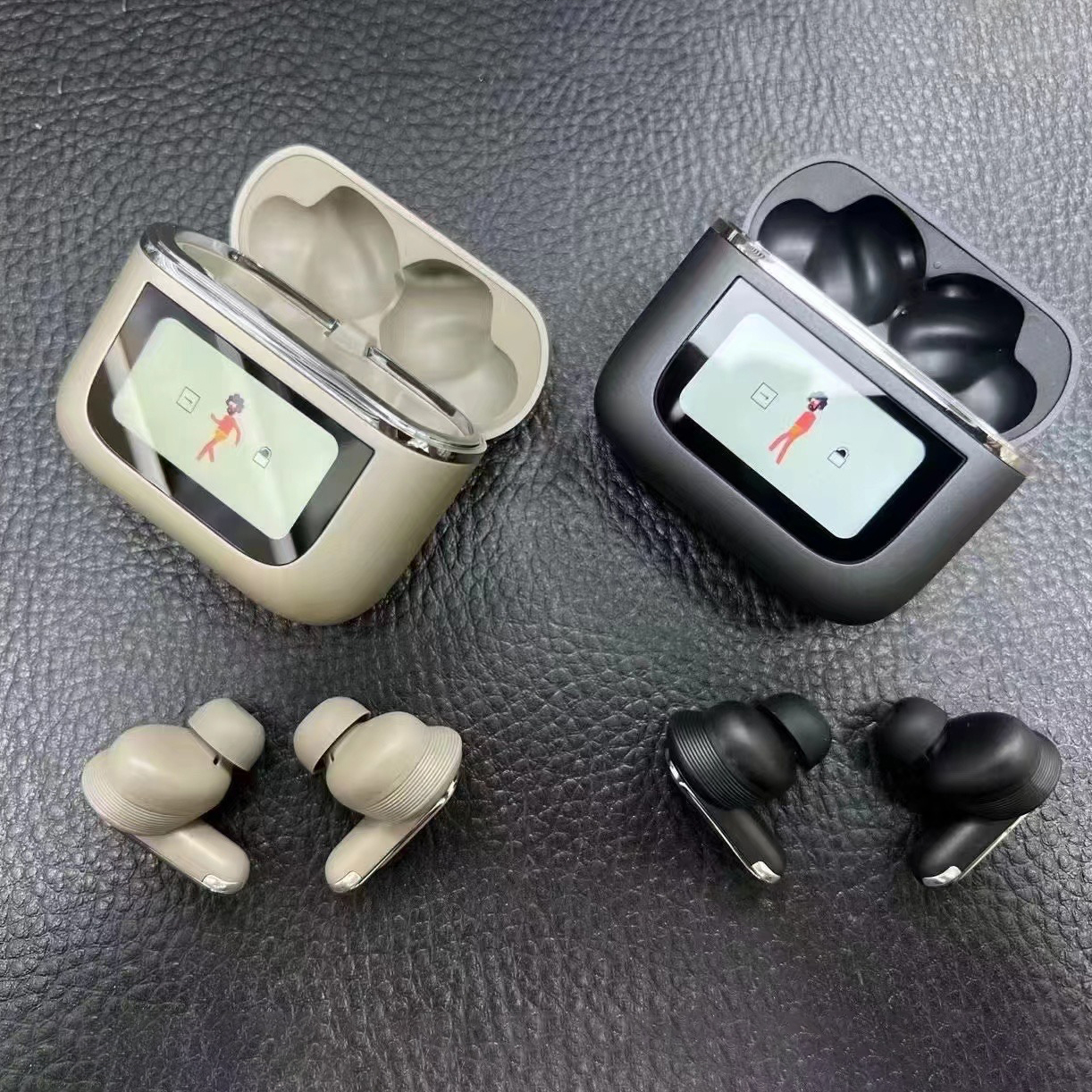 Full-color touch Smart Headphone Bluetooth Headphones Active Noise Cancelling bluetooth in-Ear Earphones Wireless Charging Box