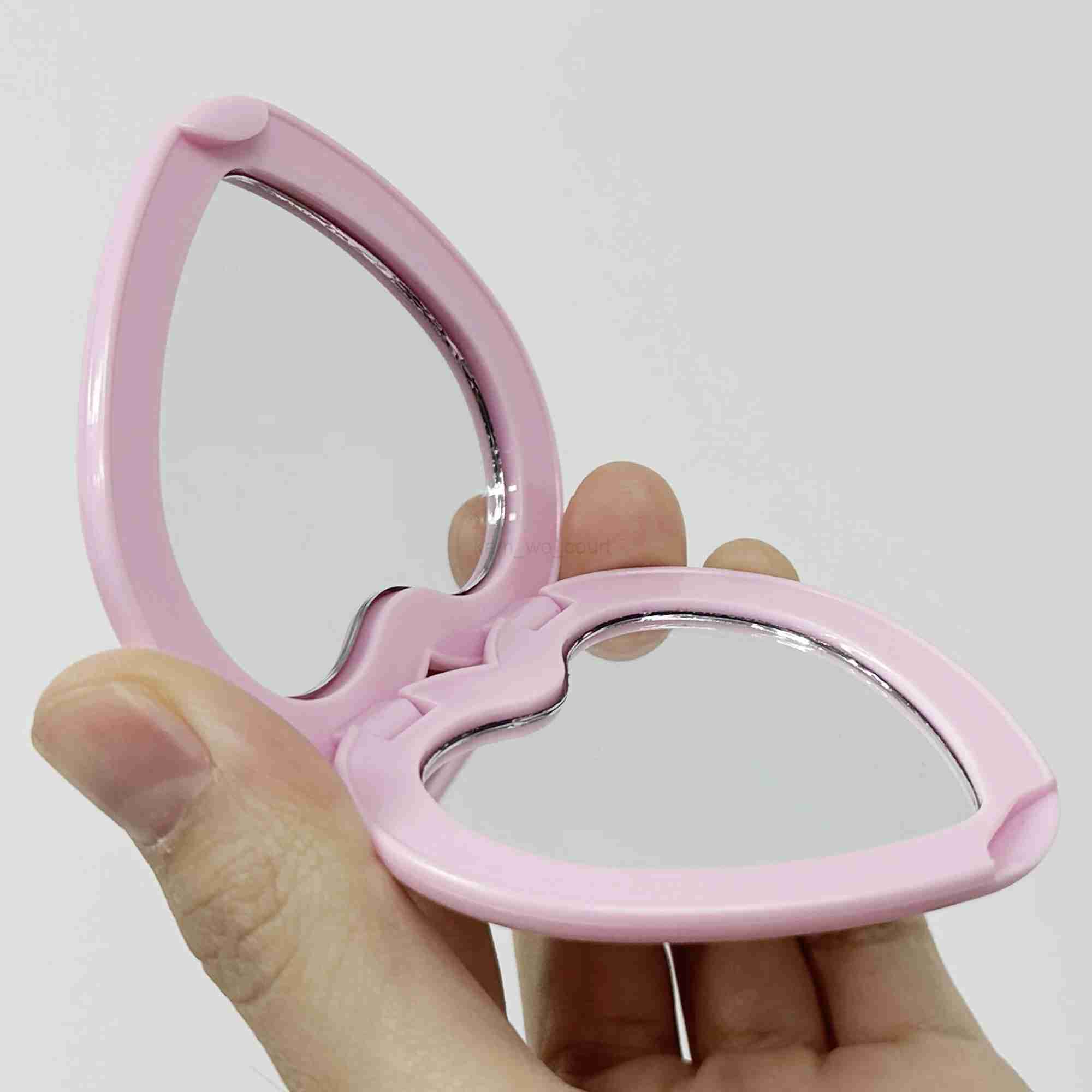 Heart Shaped Folding Handheld Mirror 1X/2X Amplified Double Sided Makeup MirrorM240722