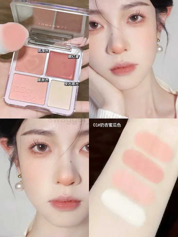 Judydoll 4 Color Blush Palette Expanding Color Matte Brightening Blush Cream Powder Blush MudB240722