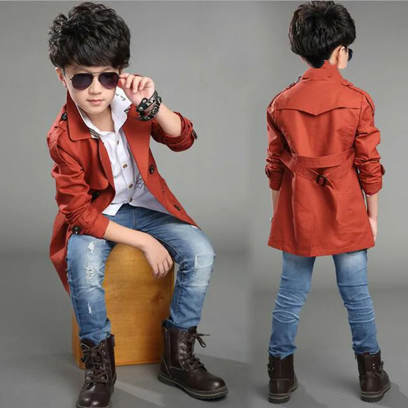 Boy Trench Coat Boys Outerwear Kids Windbreaker Cool Children Coat Long Patter Manteau Enfant Garcon Kids Coat 240711