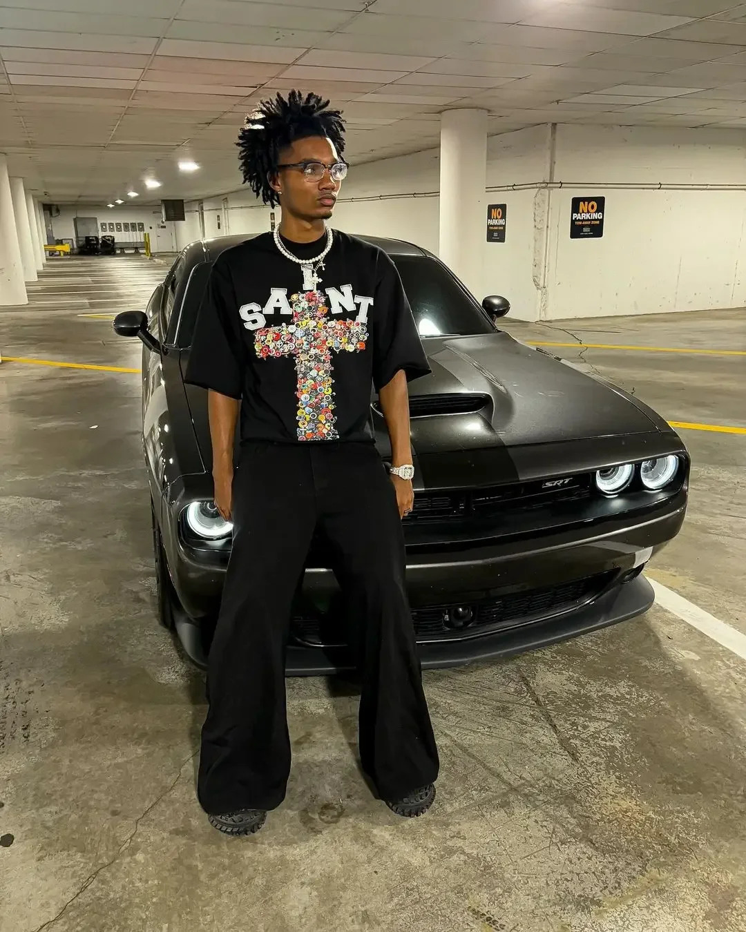 Harajuku pinned saint printed graphic t shirts y2k tops gothic couples grunge american goth oversized t shirt for men 240716