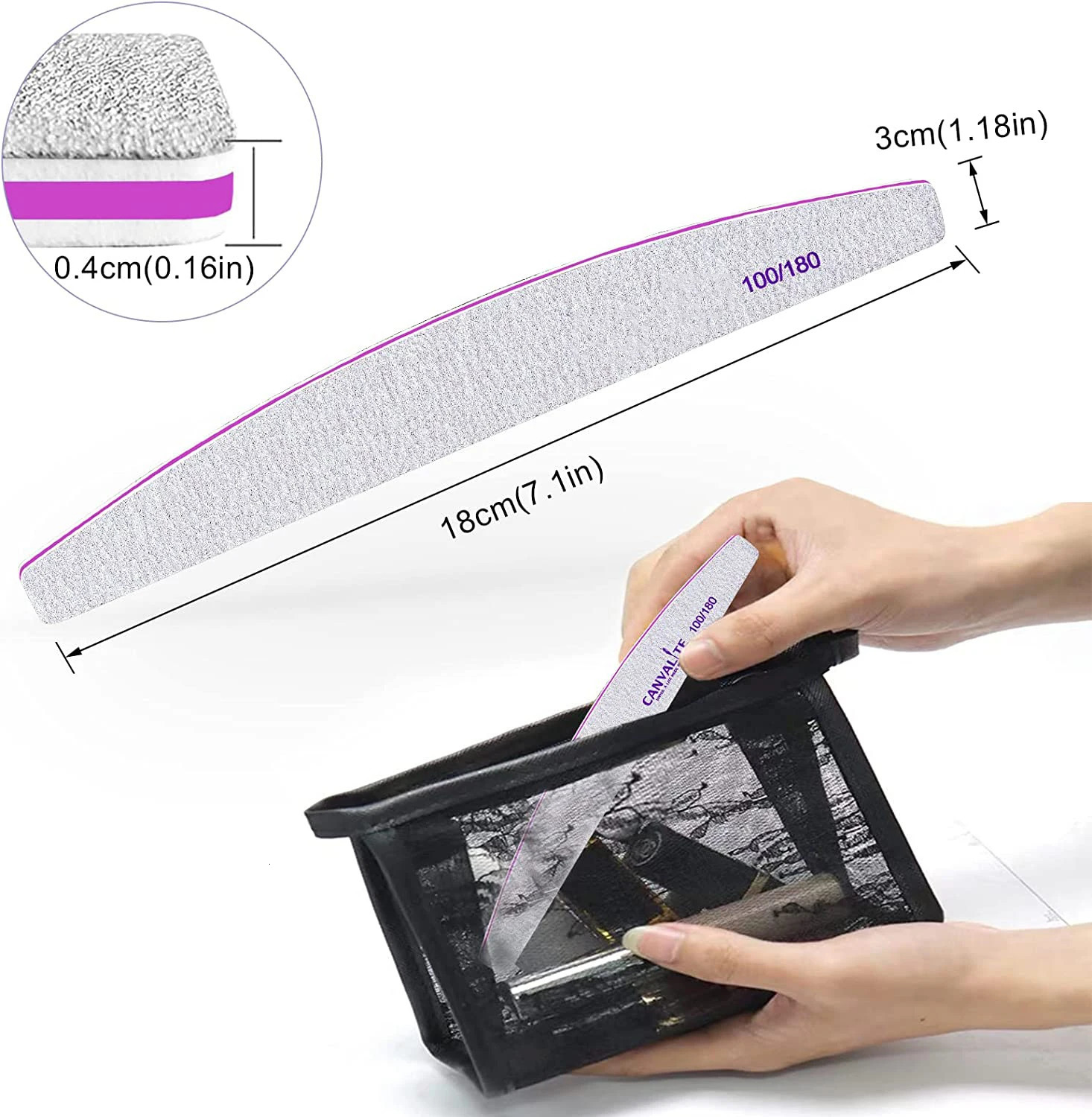 2 PCS Nail File Professional Nail Files Reusable Double Sided Emery Board100180 Grit Nail Styling Tools for Home and Salon 240713