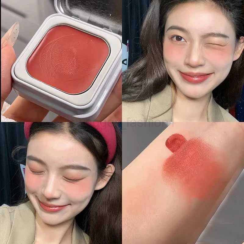 Multipurpose Face Makeup Blush Cream Sexy Red Cheek Contour Shadow Peach Pink Blush Palette Matte Moisturizing Lipstick LipglossB240722