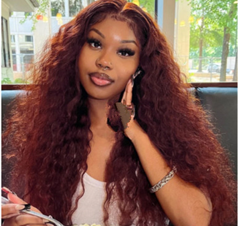 Reddish Brown Deep Wave Lace Front Wig Human Hair Wigs 13x4 HD Pre Plucked for Women Water Wave HD Lace Frontal Wigs Glueless