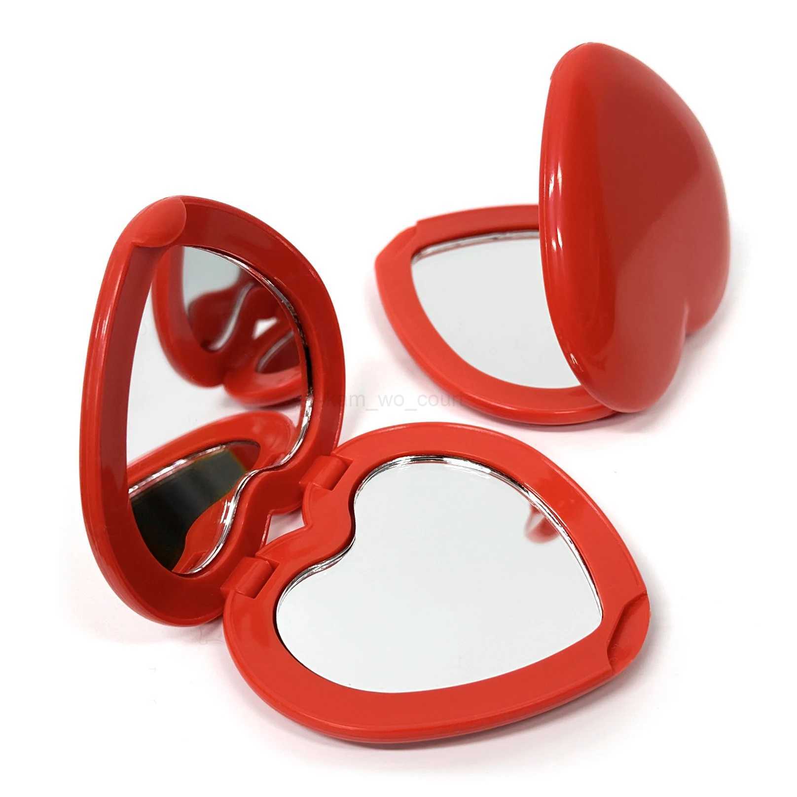 Double Sided Heart Mirror Hot Sale Magnifying 1X/2X Heart Makeup Mirror Red Heart Pocket MirrorM240722