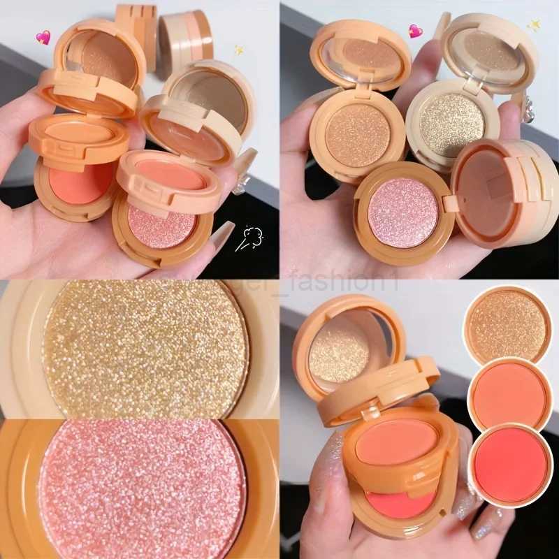 3 In 1 Peach Blush Contour Shadow Palette Matte Glitter Pigment Highlight Makeup Palette Eyebrow Nose Shadow Powder CosmeticsB240722