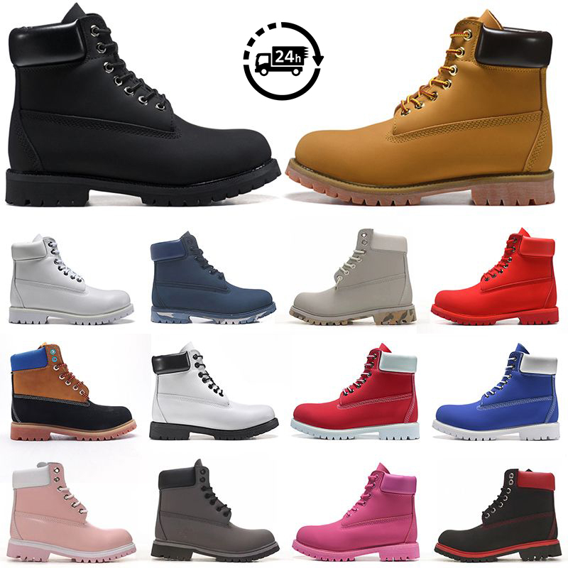 Classic 6 men women premium designer boots leather wheat black white brown grey army green blue fashion Ankle booties snow trendy winter warm shoes Waterproof boot