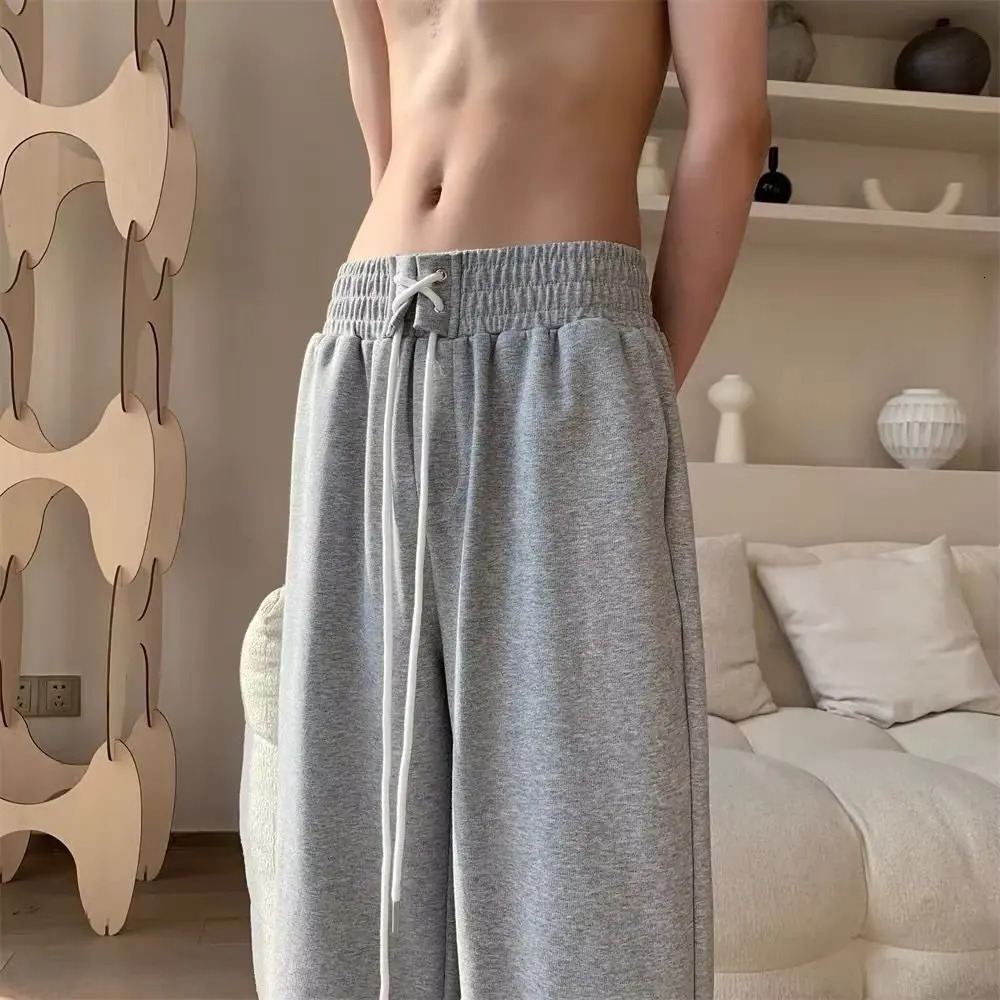 HOUZHOU Gray Sweatpants for Men Autumn Baggy Fashion Oversize Sports Pants Balck Trousers Male Joggers Streetwear Sportswear 240716