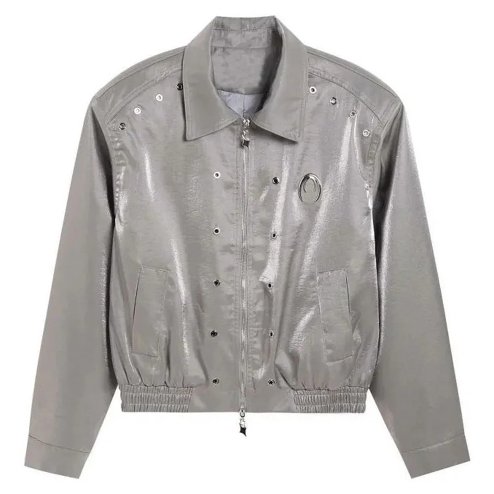 Mens Leather Outerwear Y2k Clothes Trend Streetwear Faux Leather Glossy Long Sleeve Jackets Motorcycle Zipper Short Tops Coat 240716