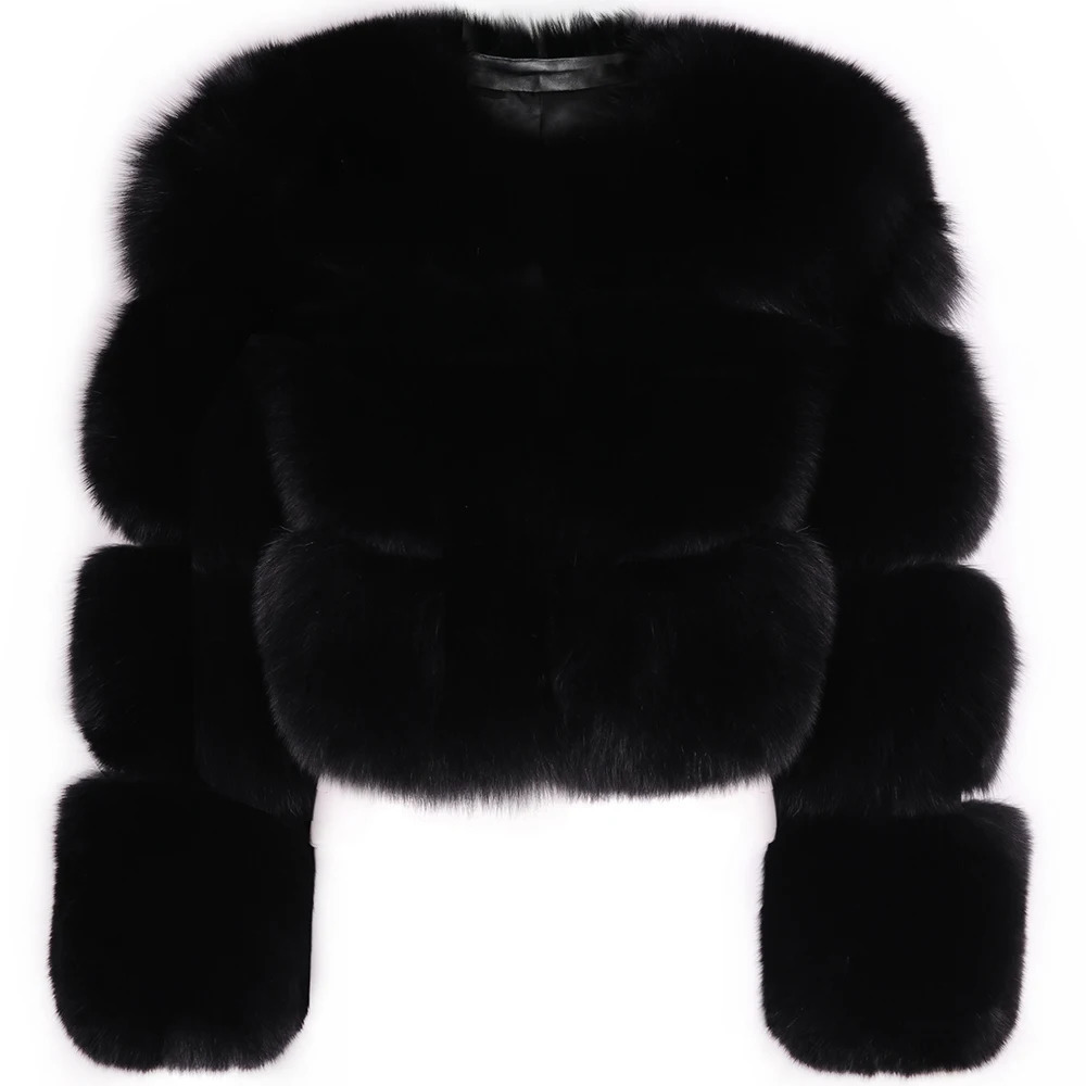 YOLOAgain Plus Size 8XL Women Winter Coats Natural Fox Fur Jacket Ladies Cropped Fur Jacket Outerwear 240716