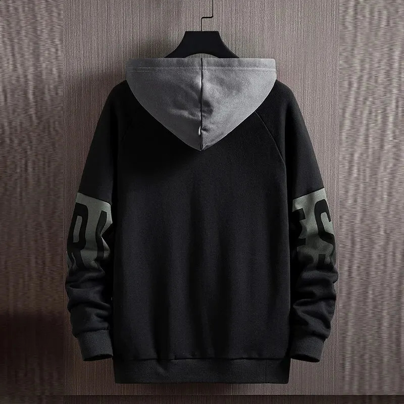 Mens autumn and winter casual edition comparison floral print long sleeved hooded sweatshirt 240819