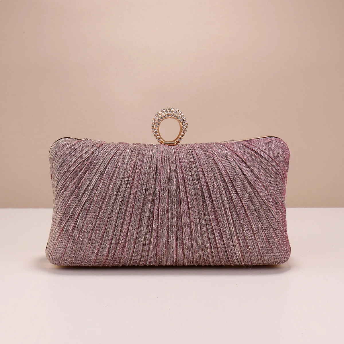 Valentines Day Evening Bags Finger Ring Diamonds Clutch Ruched Fashion Prom Dinner Handbags With Chain Purse 240722