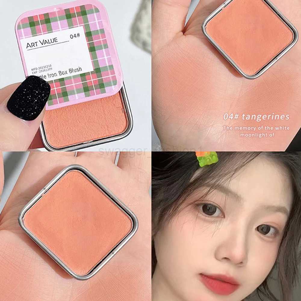 Single Blush Matte Natural Cheek Tint Brighten Face Waterproof Small Tin Box Blush Powder Face Contouring Female Makeup CosmeticB240722