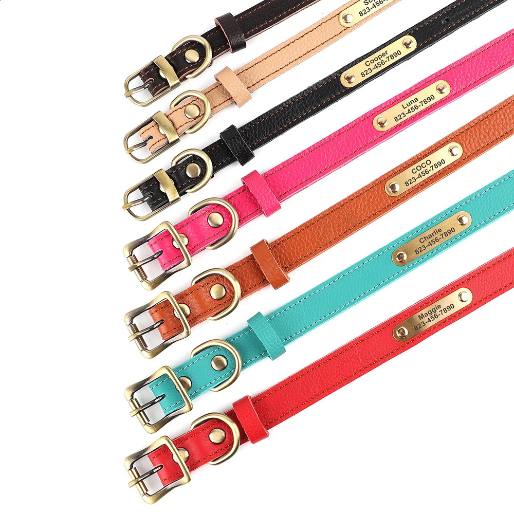Customized leather dog collar puppy sparkling personalized name kitten pet accessories suitable for small dogs cats Chihuajoki 240722