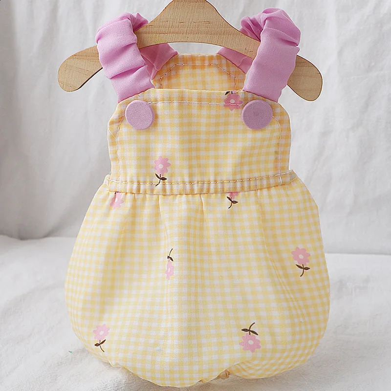 Summer floral plaid dress pet dog clothing pendant ski suit vest cute Chihuahua print 240722 H260129