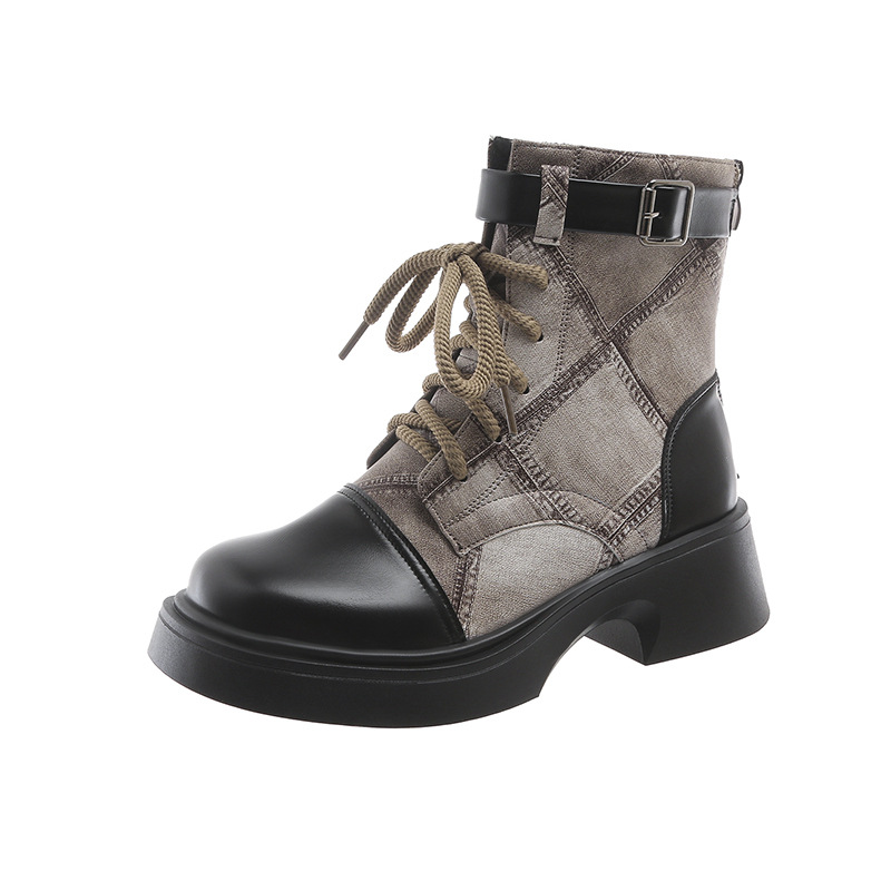 Designer Shoes In Black And White Women Boots Vintage Style Personality Thick Sole New Design Sense Free Shipping