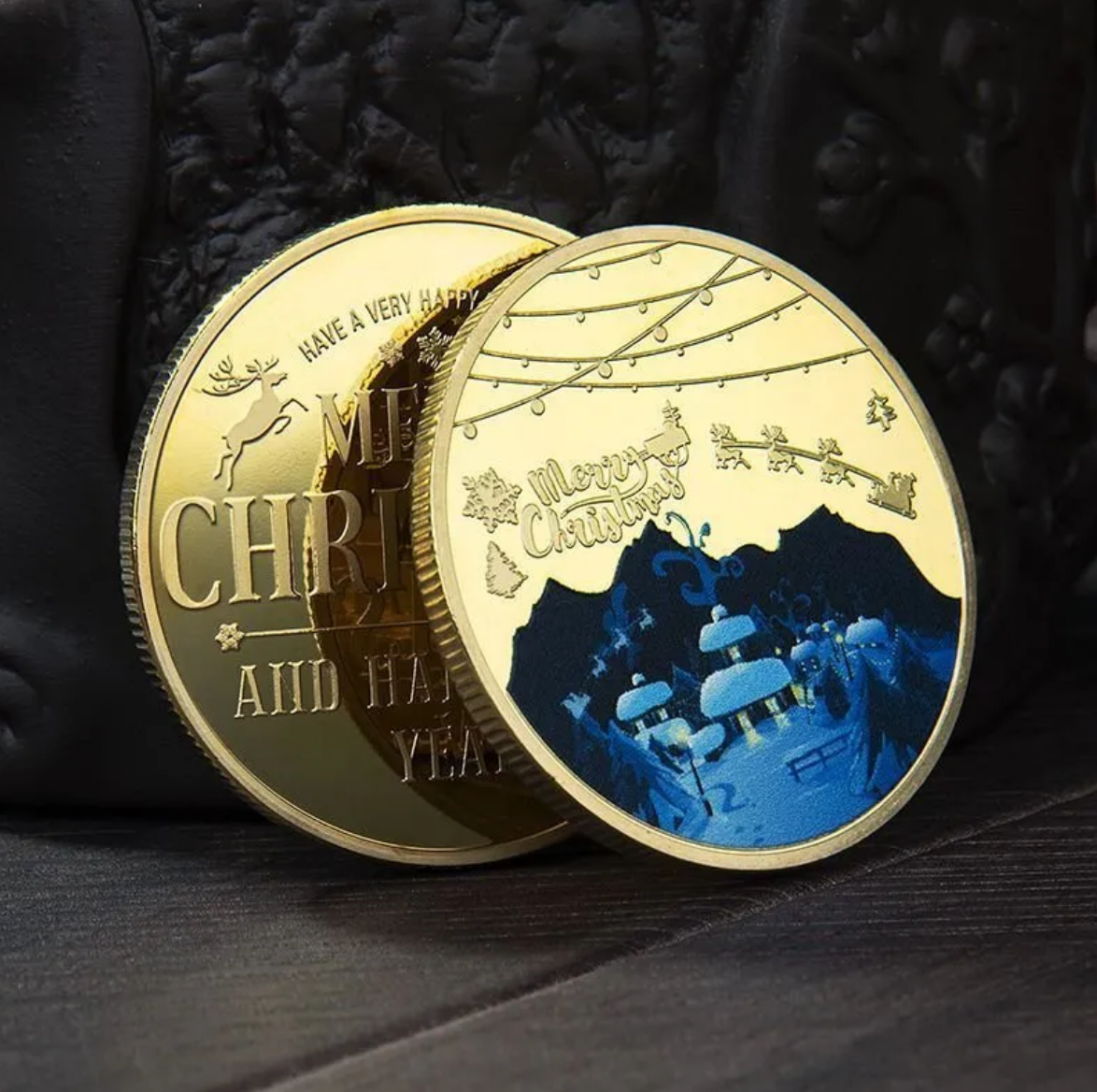 Crafts Christmas Commemorative Coin Party Favors Personality Cartoon Santa Claus Medal Collection Craft Gift MM