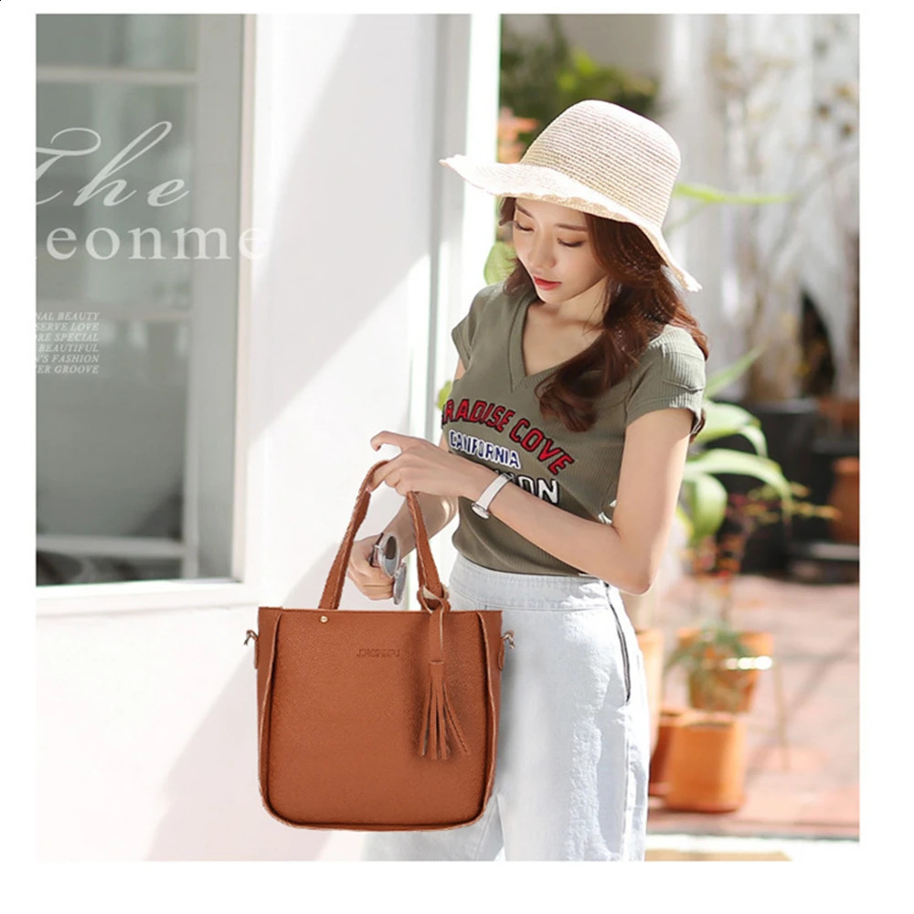 4 Pieces Set Versatile Women PU Leather Handbag Fashionable Shoulder Purses Ladies Purse Messenger Satchel Wallet Bags 240907Z