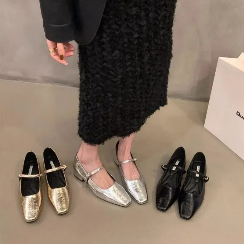 Spring Autumn French Temperament Thick Heel Black Mary Jane Single Shoes Womens Zapatos Mujer 240718